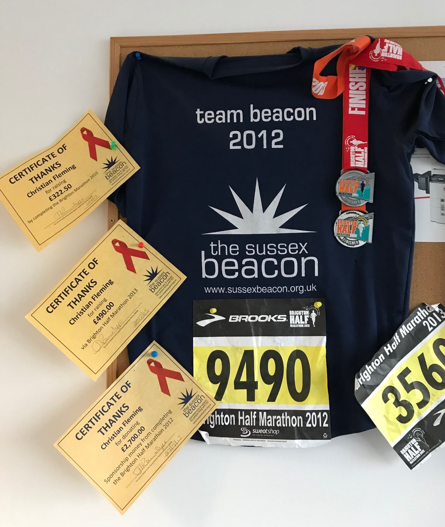 2012 Brighton Half Marathon Shirt and Certificates